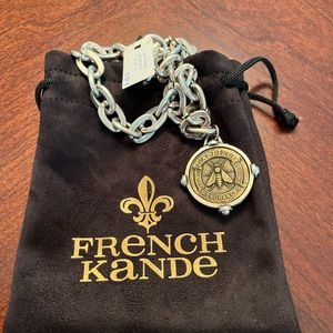 French Kande Sterling Silver and Brass clad necklace